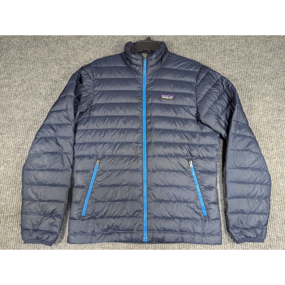 Patagonia Down Sweater Mens Small Blue‎ Full Zip Down Puffer Hike Outdoors